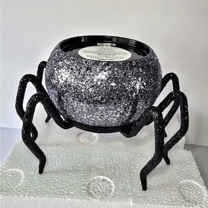Bath & Body Works Black and Silver Glitter Spider Candle Holder